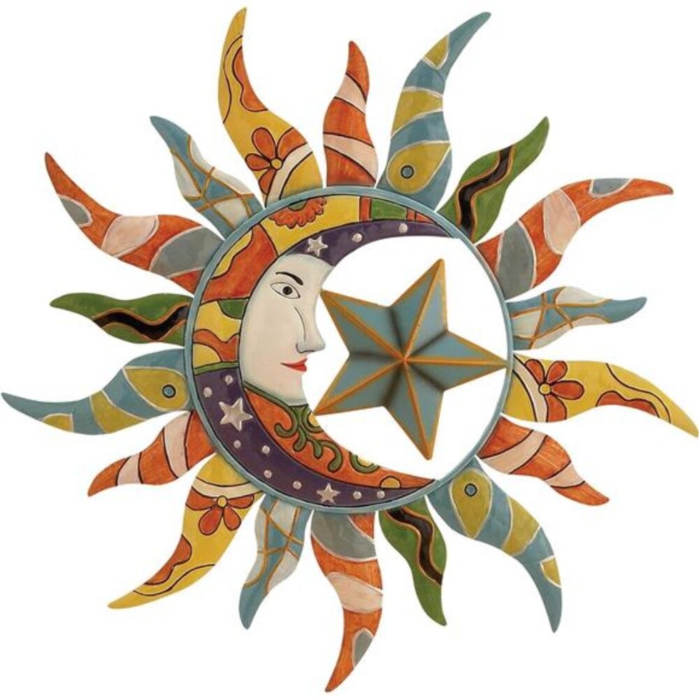 Deco 79 Metal Sun and Moon Home Decor Indoor Outdoor Sculpture
